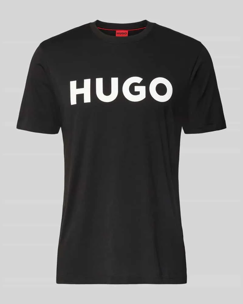 HUGO BOSS T-Shirt mit Label-Schriftzug Modell 'DULIVIO Black