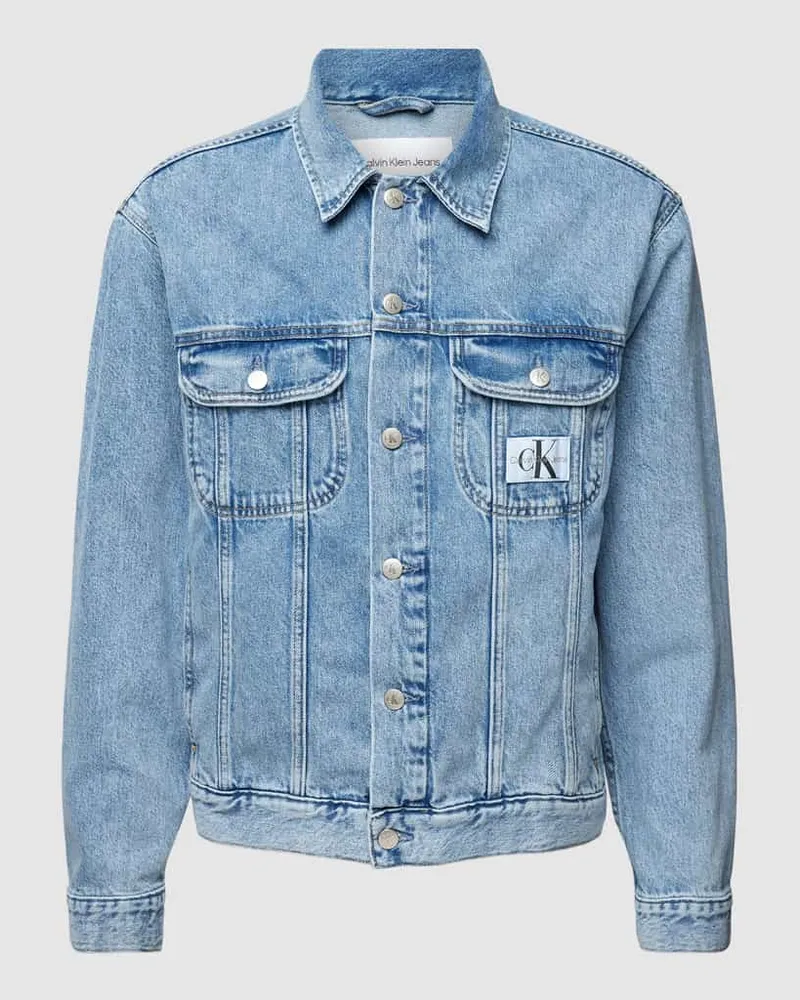 Calvin Klein Regular Fit Jeansjacke mit Label-Patch Jeansblau