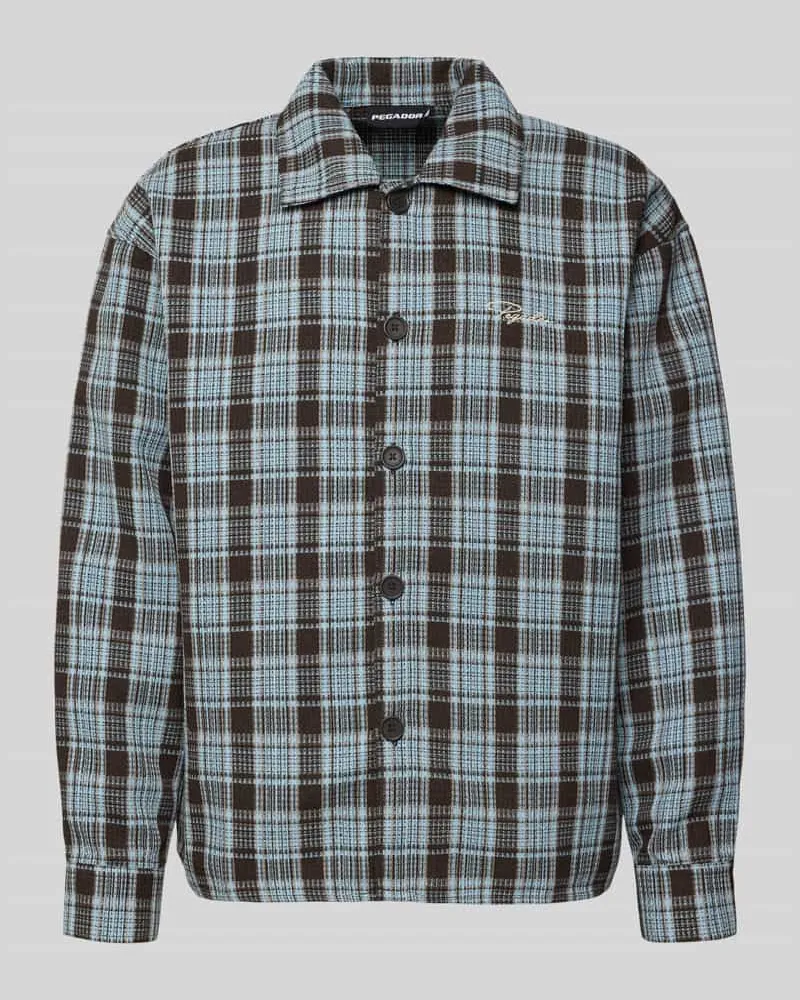 PEGADOR Regular Fit Freizeithemd mit Label-Stitching Dunkelbraun