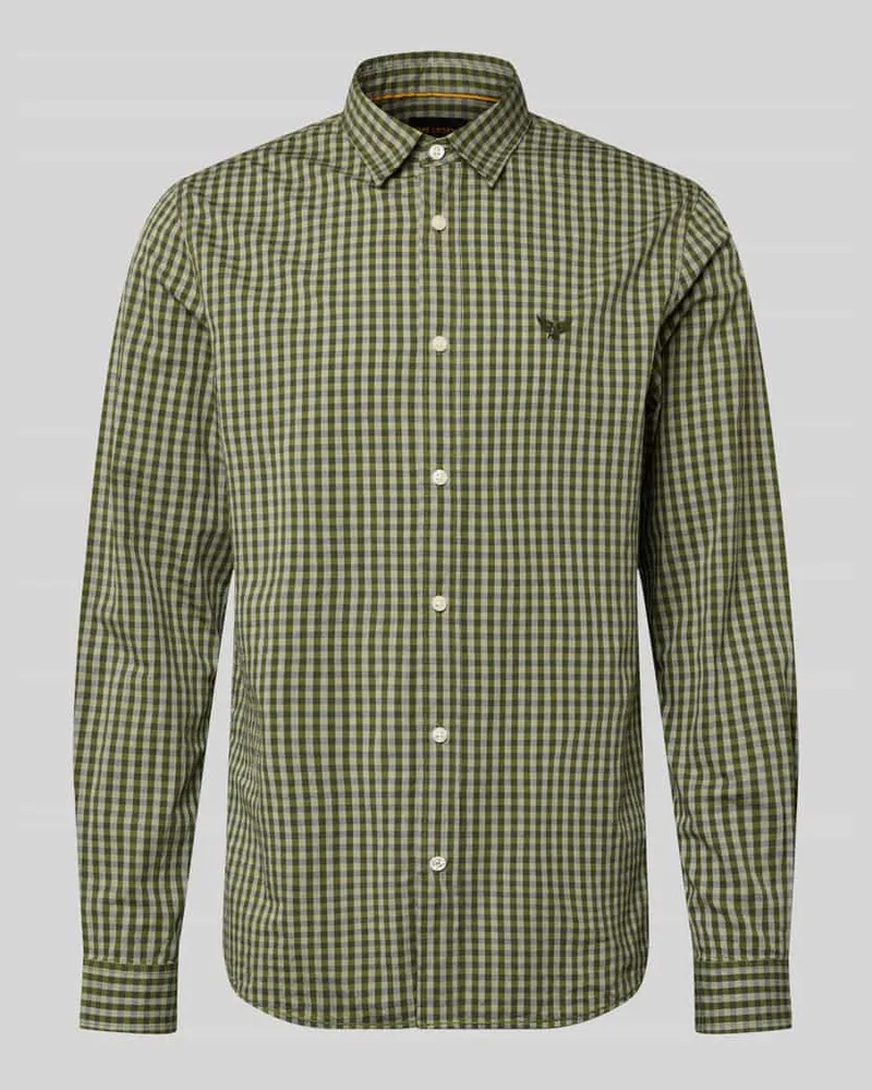 PME Legend Slim Fit Freizeithemd mit Kentkragen und Label-Stitching Gruen