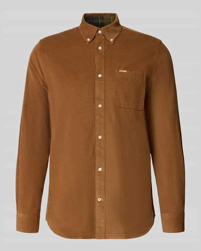 Barbour Tailored Fit Cordhemd mit Brusttasche Sand