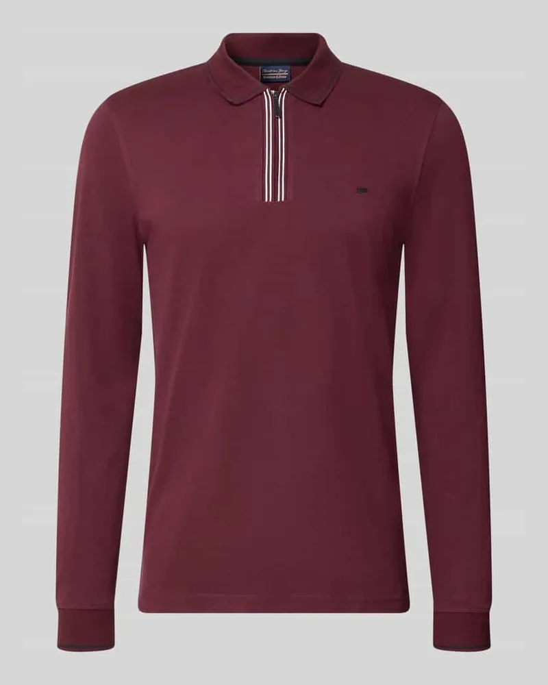Christian Berg Slim Fit Poloshirt mit Reißverschluss Bordeaux