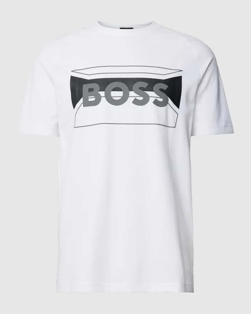 HUGO BOSS T-Shirt mit Label-Print Weiss