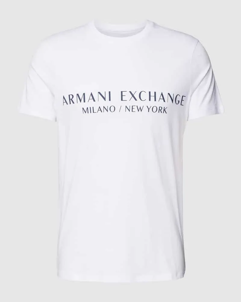 Armani Exchange T-Shirt mit Label-Print Modell 'milano/nyc Weiss
