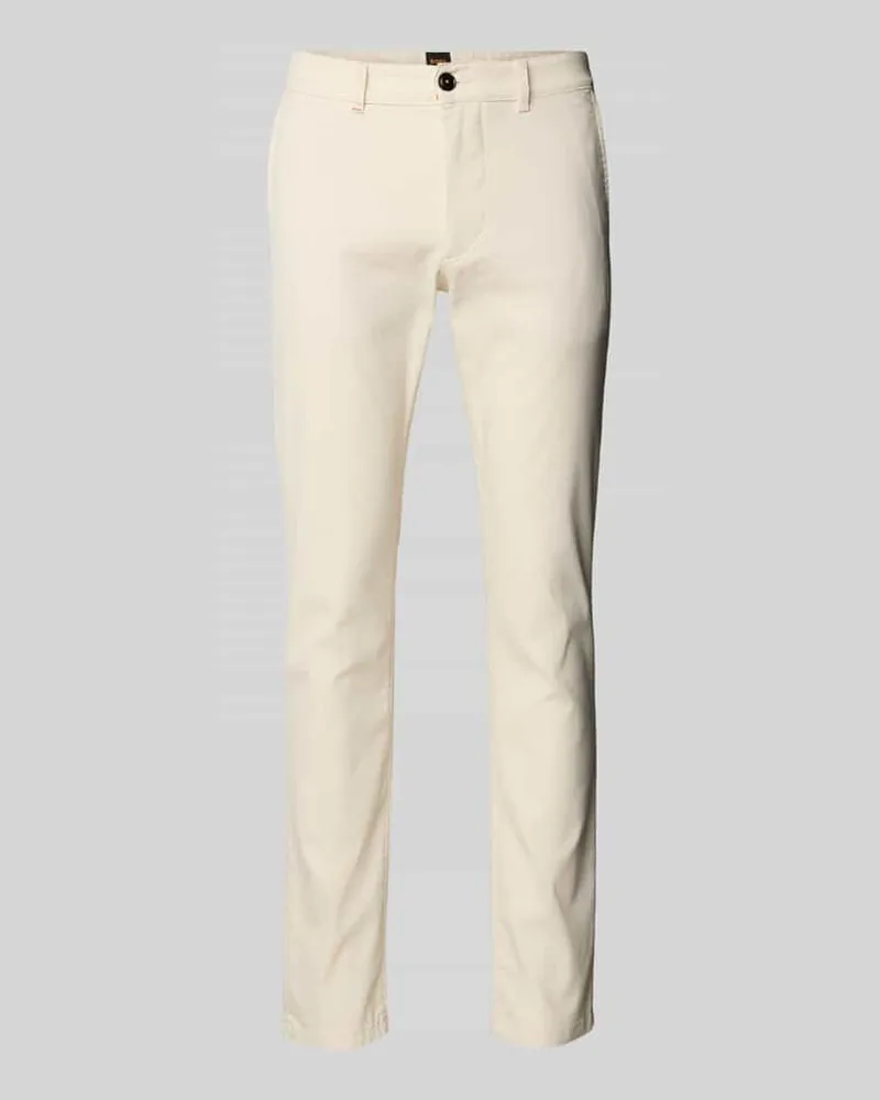 HUGO BOSS Slim Fit Chino aus Baumwoll-Mix mit Leinen-Anteil Ecru