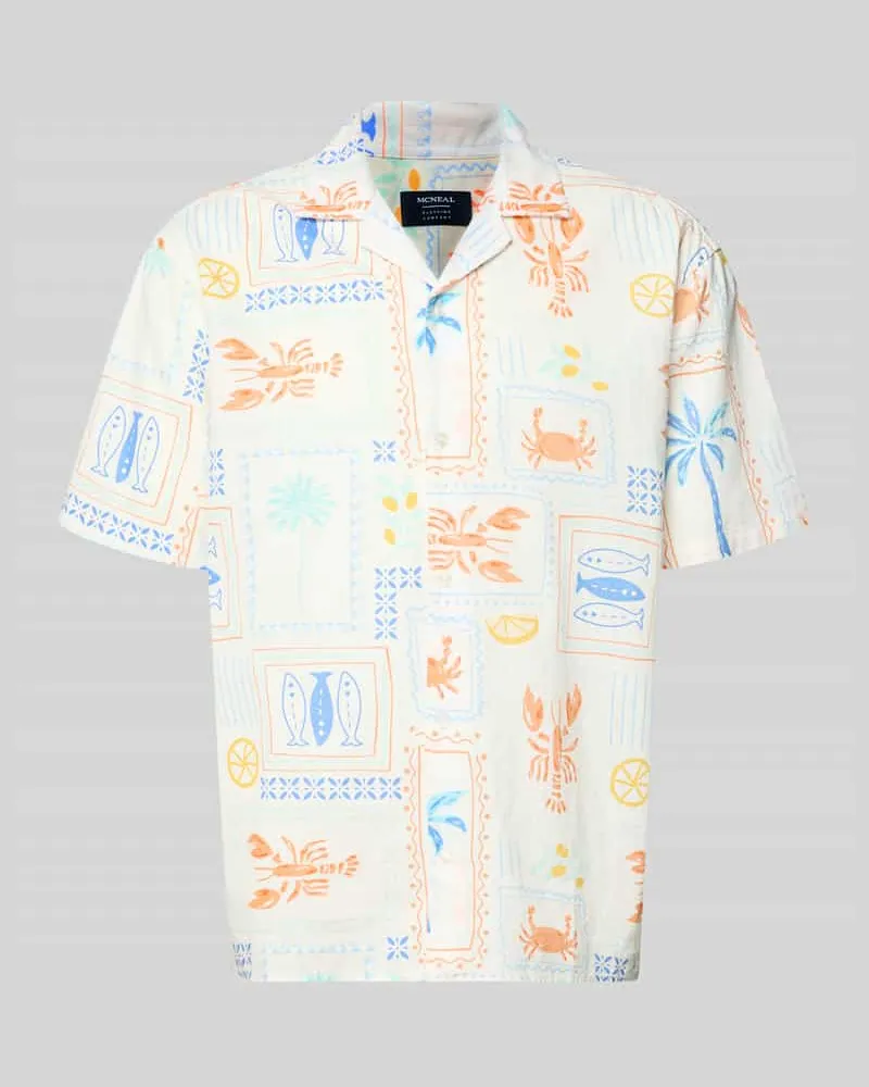 McNeal Regular Fit Freizeithemd aus Leinen-Baumwoll-Mix Weiss