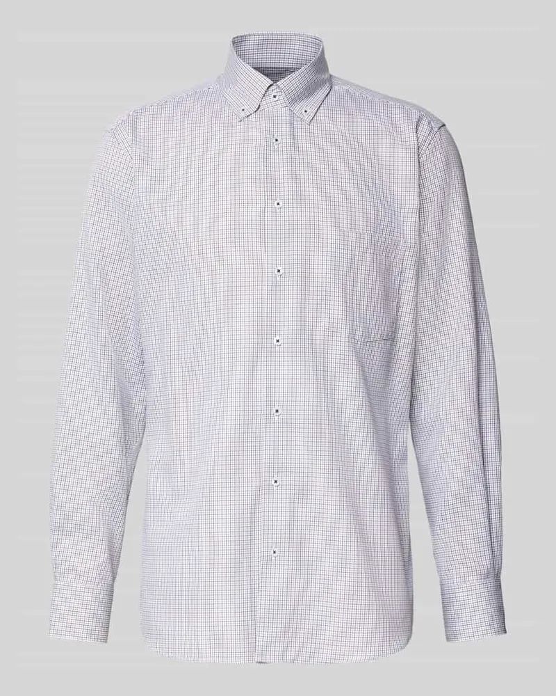 Eterna Regular Fit Businesshemd mit Button-Down-Kragen Marine
