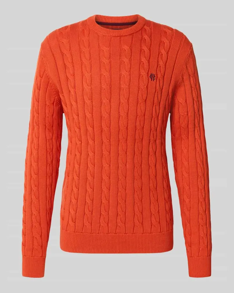 McNeal Slim Fit Strickpullover aus reiner Baumwolle Dunkelorange
