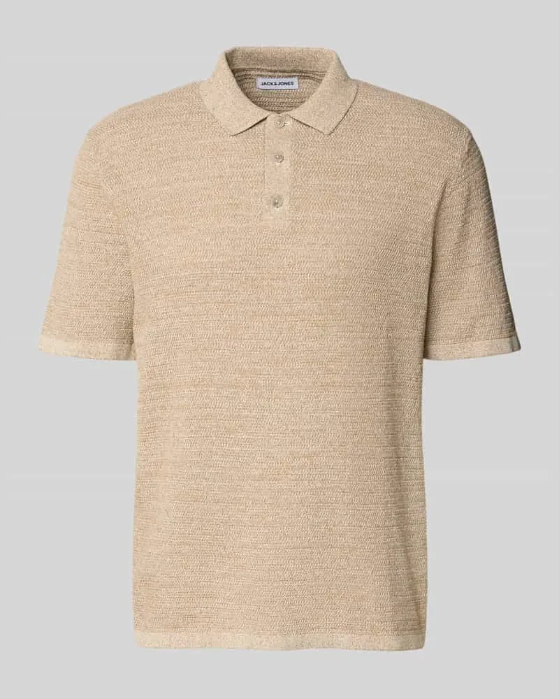 Jack & Jones Regular Fit Poloshirt mit Strukturmuster Modell 'GEORGE Beige
