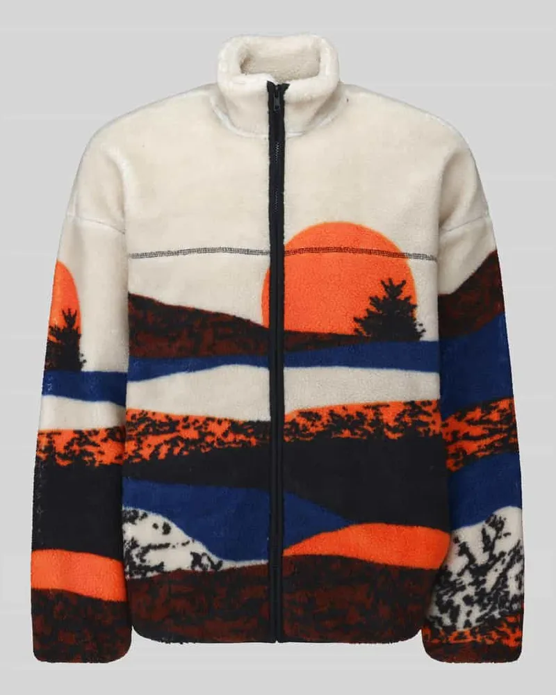 Only & Sons Oversized Teddy- / Webpelzjacke mit Motiv-Print Modell 'ADAM Offwhite