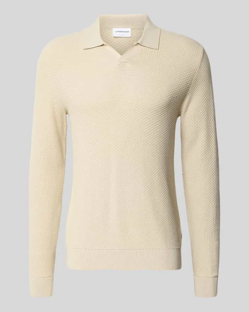 Lindbergh Strickpullover mit Strukturmuster und Umlegekragen Sand