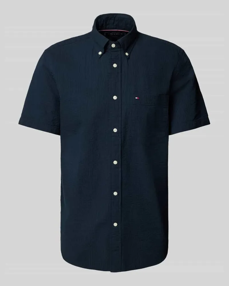Tommy Hilfiger Regular Fit Kurzarmhemd aus Seersucker-Baumwolle 