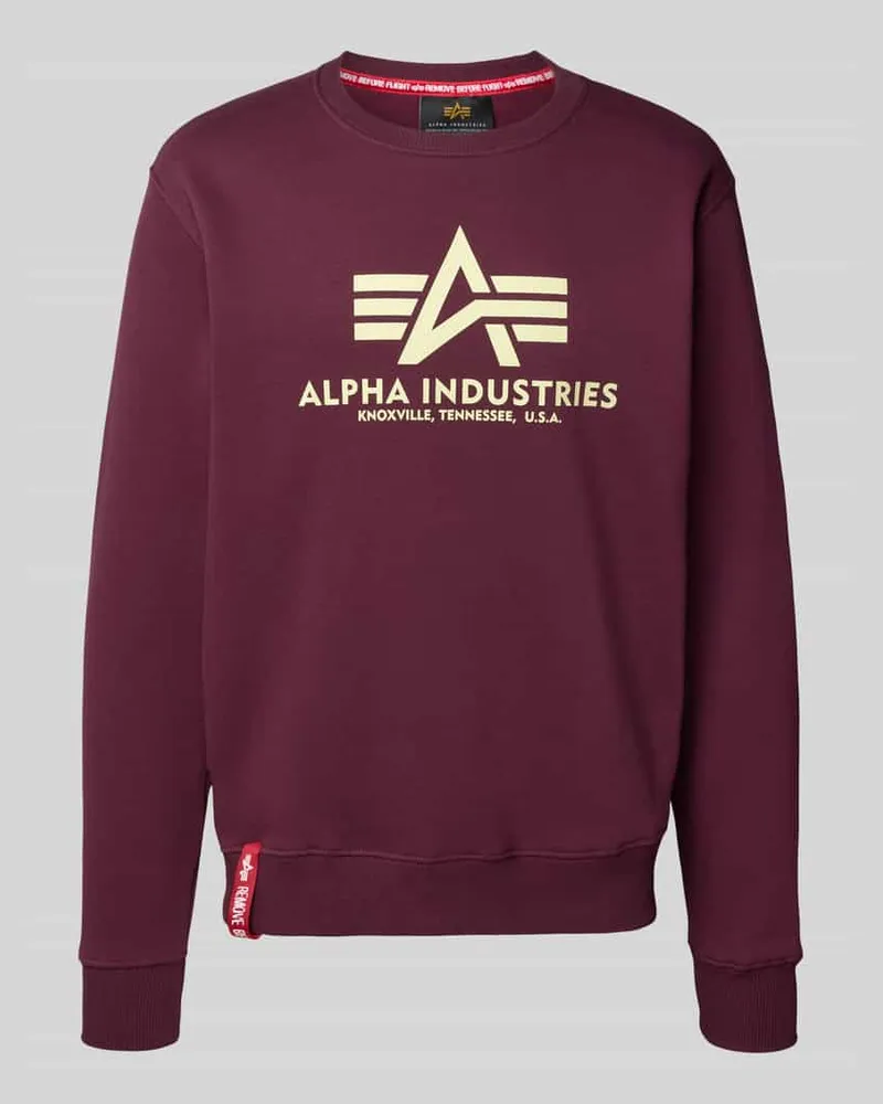 Alpha Industries Sweatshirt mit Label-Print Bordeaux
