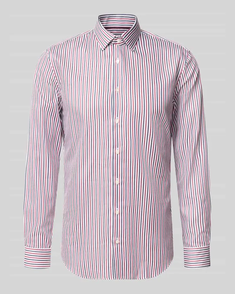 JAKE*S Businesshemd mit feinen Streifen Bordeaux