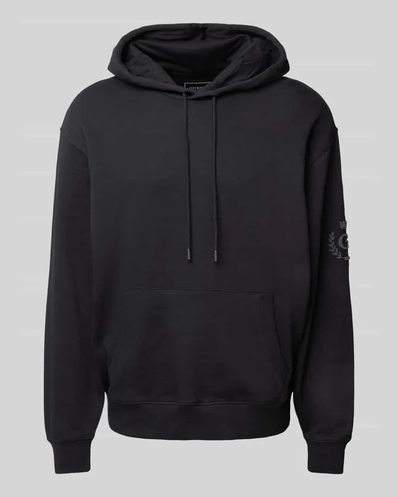 Guess Hoodie mit Kängurutasche Modell 'CHENILLE Black