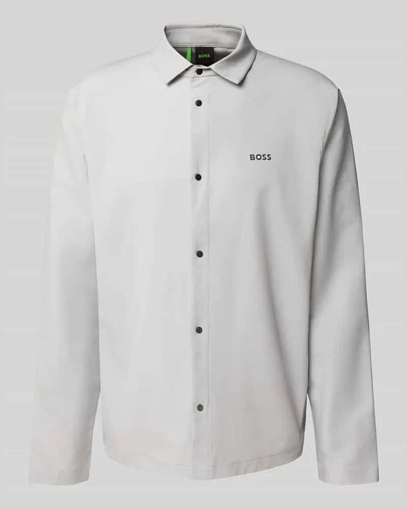 HUGO BOSS Relaxed Fit Freizeithemd mit Odor Control Hellgrau