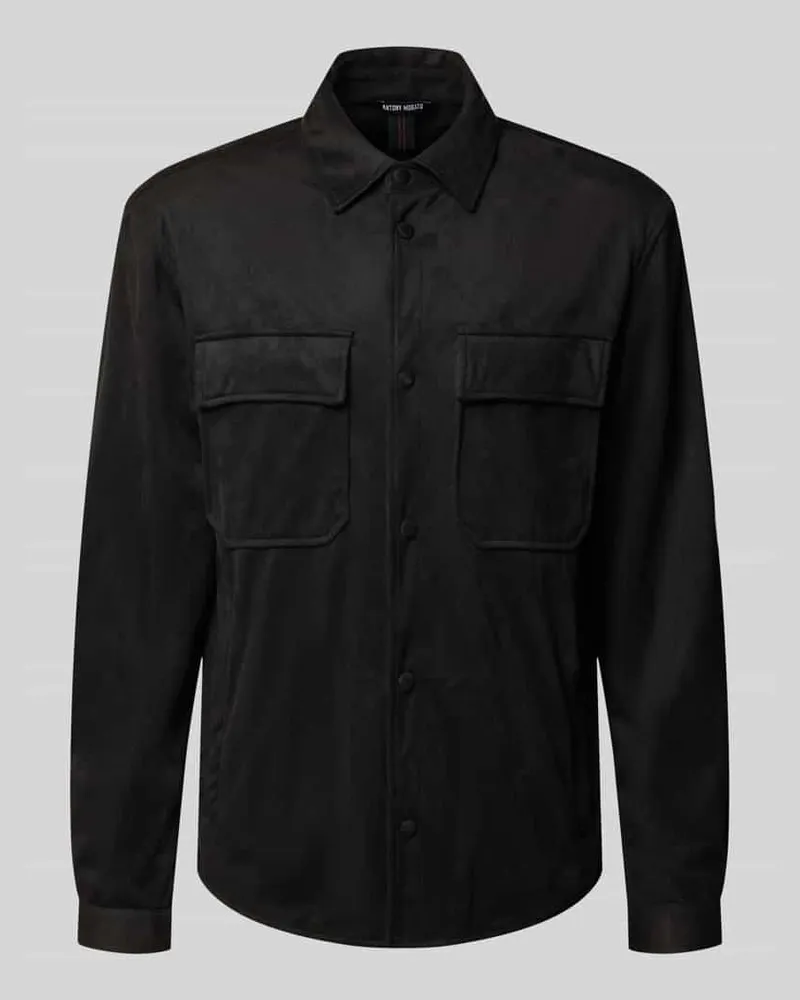 Antony Morato Regular Fit Hemdjacke in Leder-Optik Modell 'Dakar Black