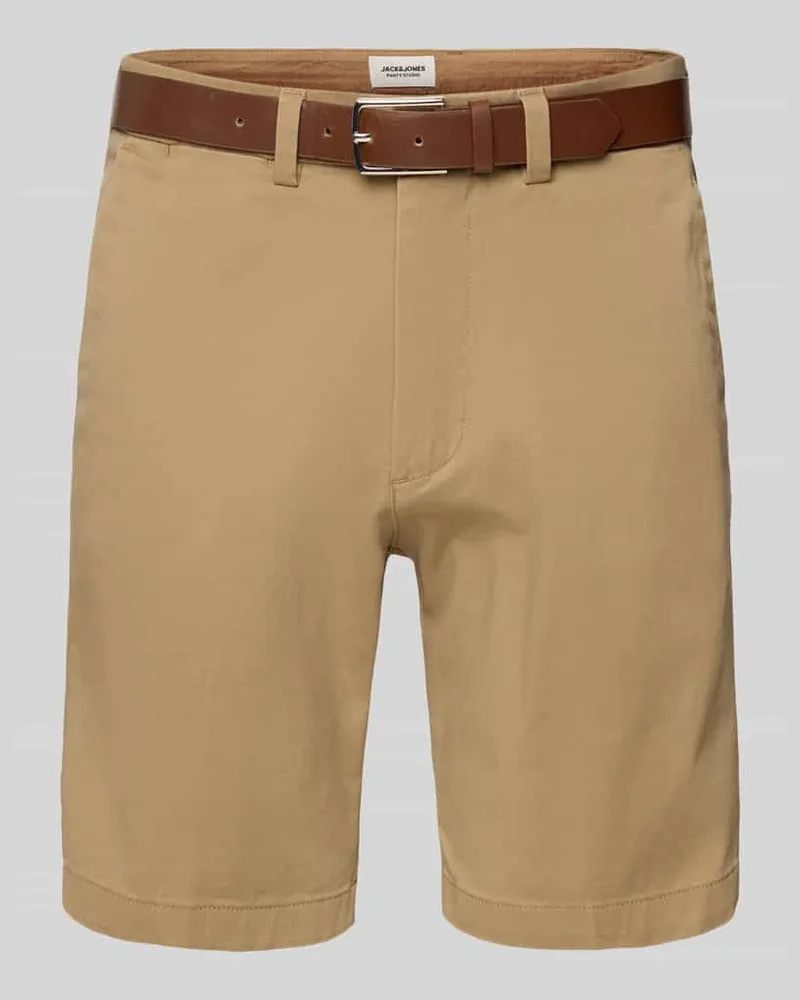 Jack & Jones Regular Fit Chino-Shorts mit Gürtel Modell 'MARCO FRANCO 