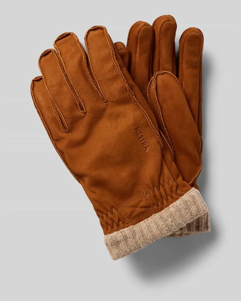 Hestra Handschuhe aus echtem Leder Modell 'Joar Nubuck Cognac