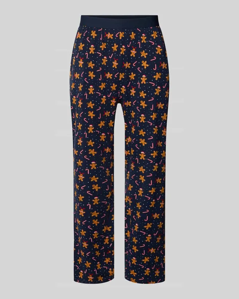 Christian Berg Pyjama-Hose mit elastischem Logo-Bund Mittelbraun