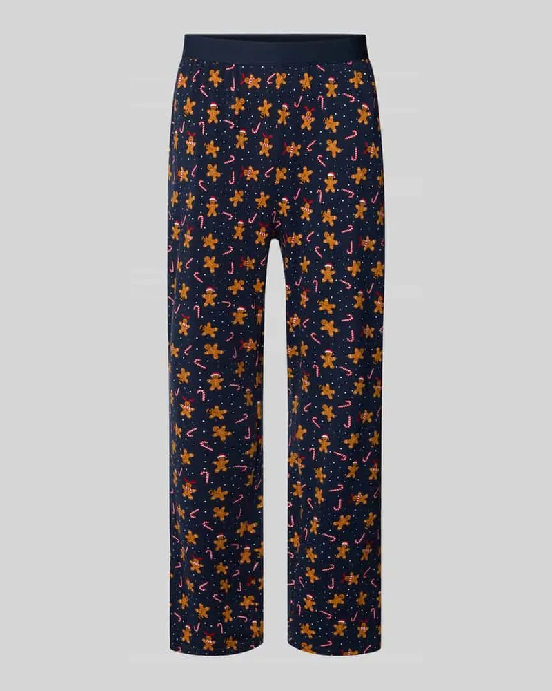 Christian Berg Pyjama-Hose mit elastischem Logo-Bund Mittelbraun