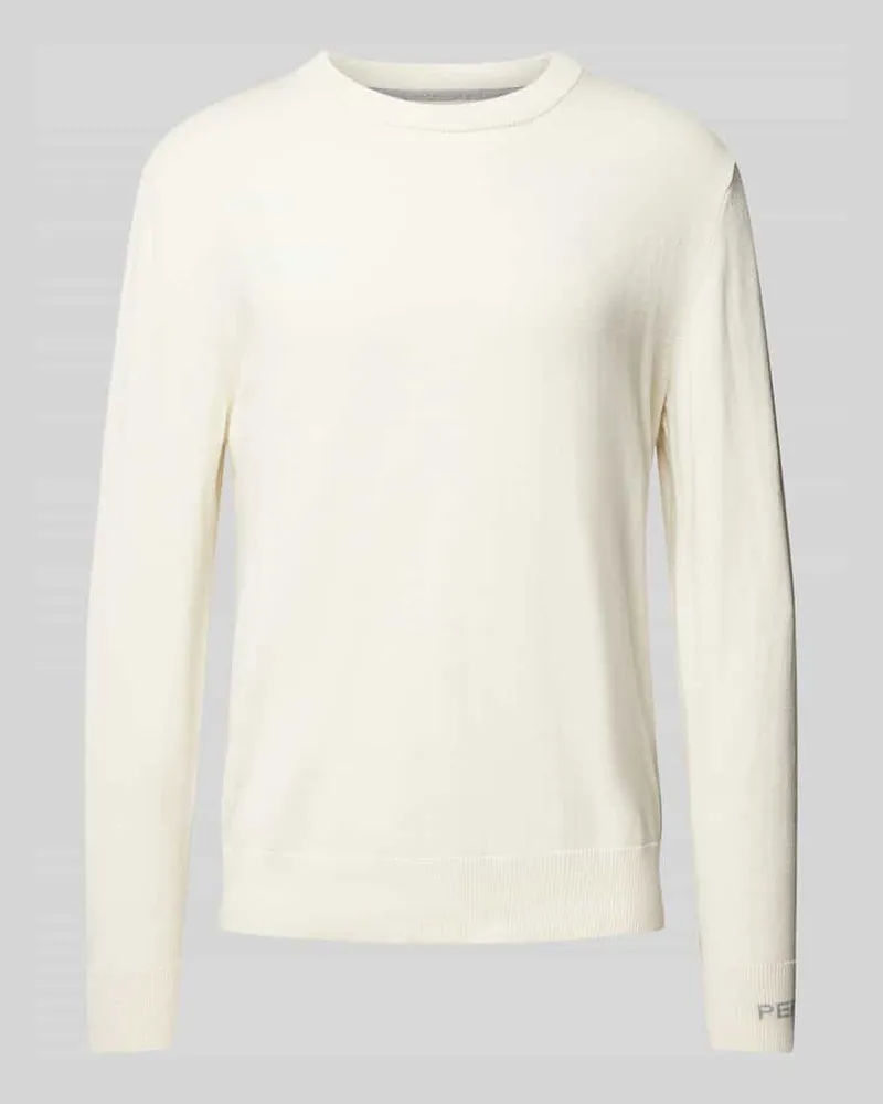 Pepe Jeans Strickpullover aus Baumwoll-Woll-Mix mit Kaschmir-Anteil Modell 'Andre Offwhite