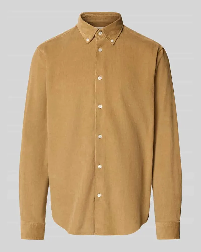 Selected Homme Regular Fit Cordhemd aus reiner Baumwolle Modell 'DANNI Cognac