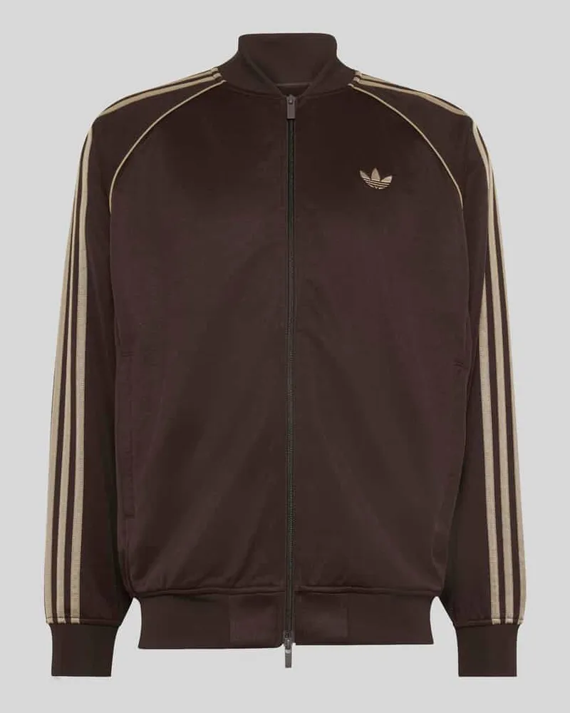adidas Relaxed Fit Sweatjacke mit Zweiwege-Reißverschluss Dunkelbraun