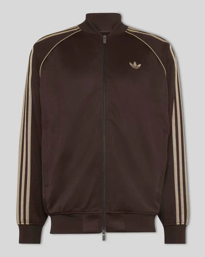 adidas Relaxed Fit Sweatjacke mit Zweiwege-Reißverschluss Dunkelbraun