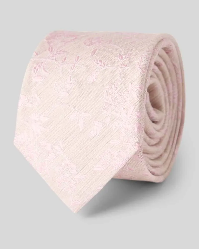 Olymp Krawatte aus Seiden-Mix mit floralem Allover-Stitching Rose