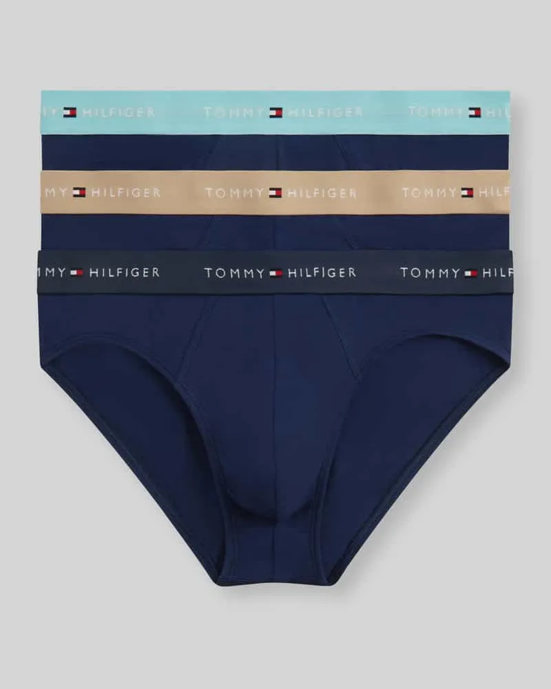 Tommy Hilfiger Regular Fit Slips aus Baumwoll-Mix im 3er-Pack Marine