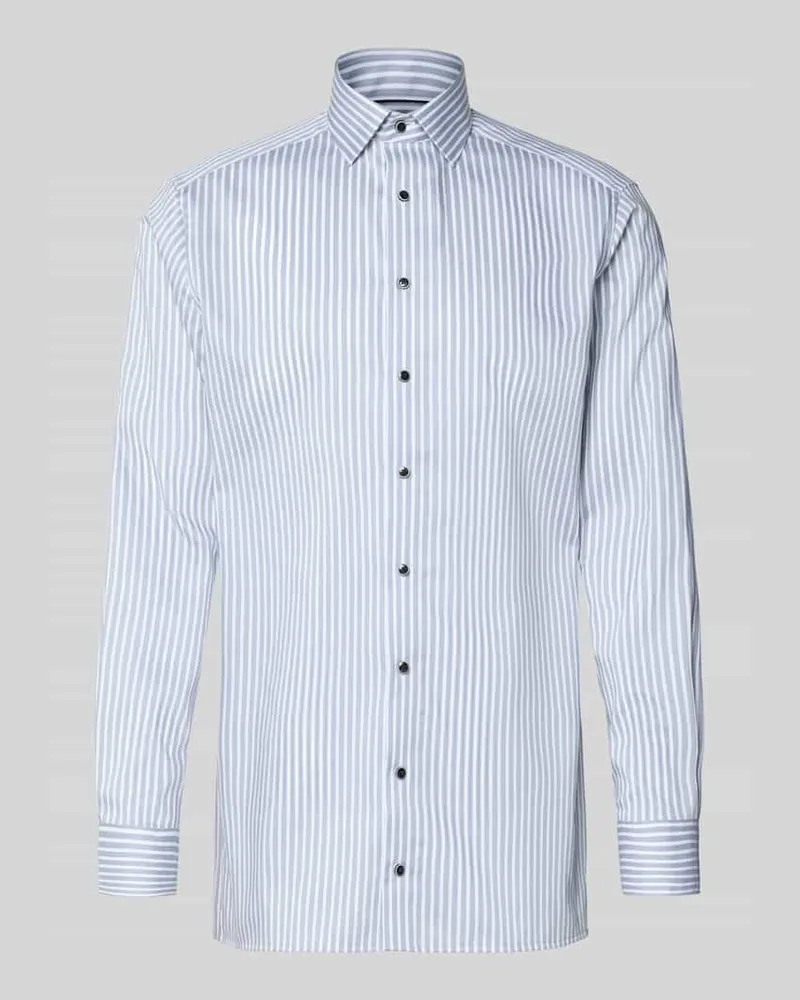 Olymp Regular Fit Businesshemd aus reiner Baumwolle mit Kentkragen Silber