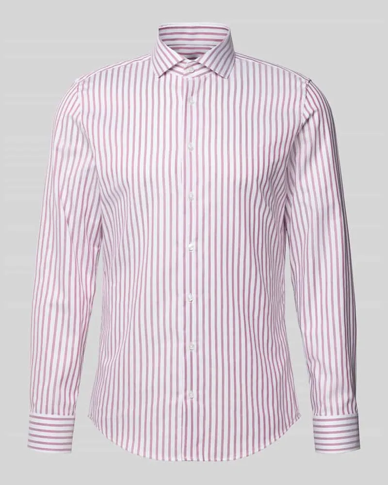 Seidensticker Slim Fit Business Hemd aus Baumwolle mit Kentkragen Fuchsia