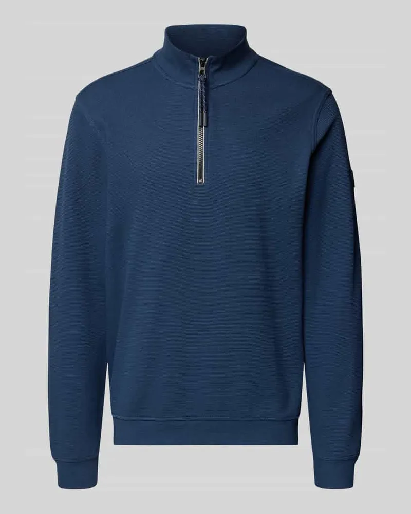 Lerros Regular Fit Troyer mit Stehkragen und Reißverschluss Marine
