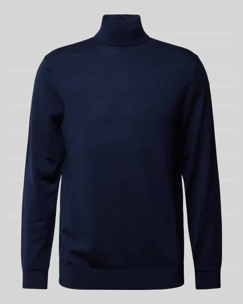 Selected Homme Rollkragenpullover aus Wolle Modell 'TRAY Dunkelblau