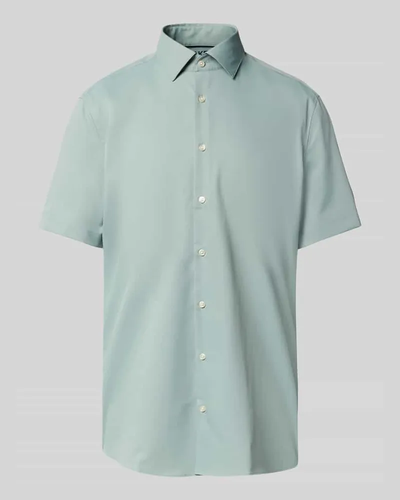 JAKE*S Slim Fit Kurzarmhemd in kurzärmeligem Design Hellgruen