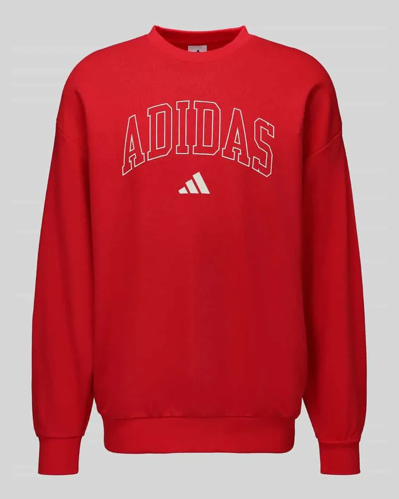 adidas Sweatshirt mit Logo-Print Rot