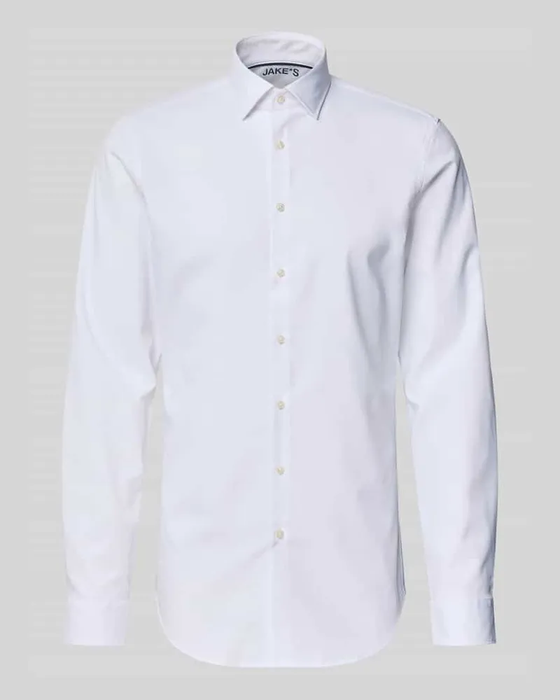 JAKE*S Slim Fit Businesshemd mit extra langem Arm Weiss