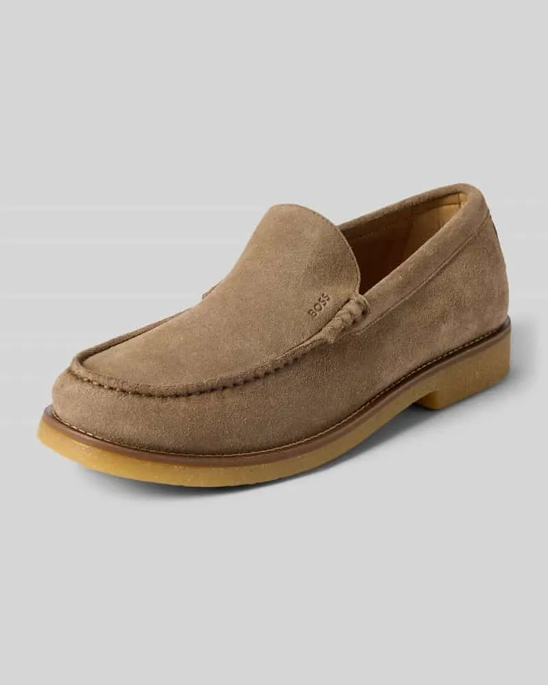 HUGO BOSS Loafer aus echtem Rindsleder Modell 'Kope_Mocc_sdd Beige