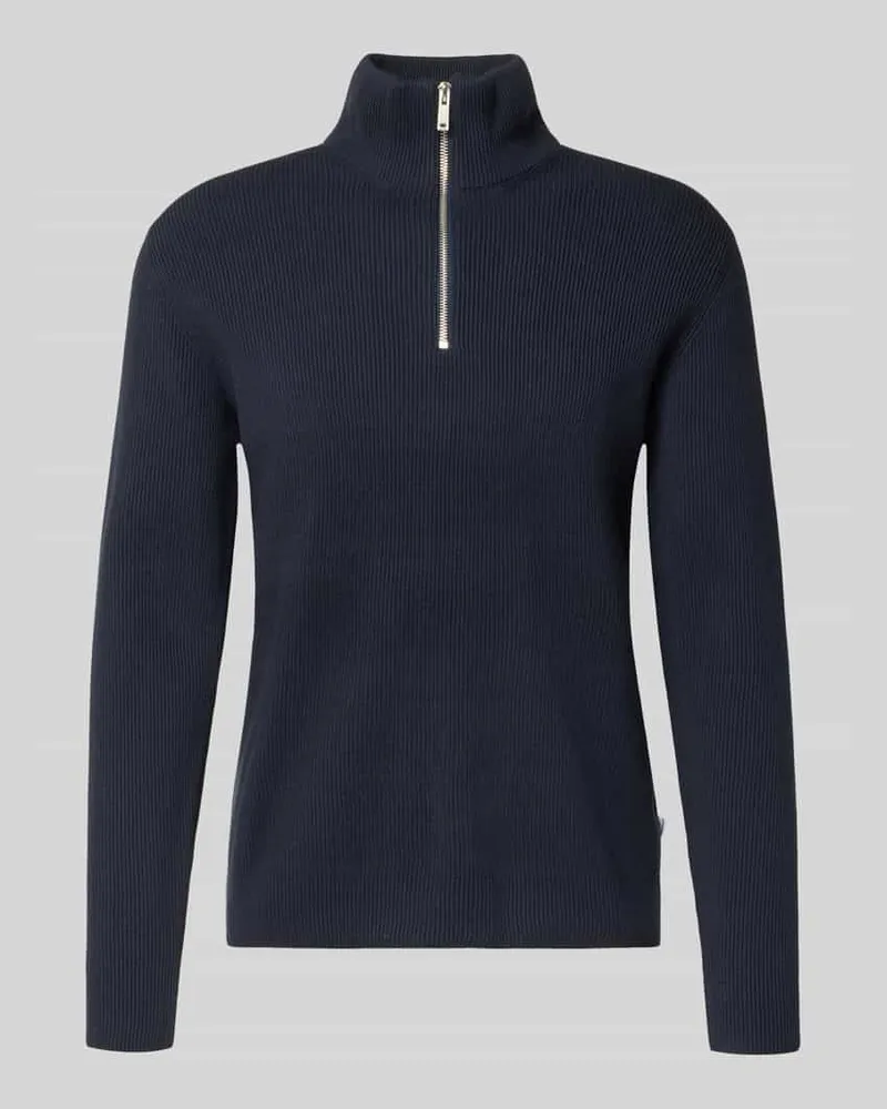 Lindbergh Strickpullover mit Stehkragen und Reißverschluss Marine