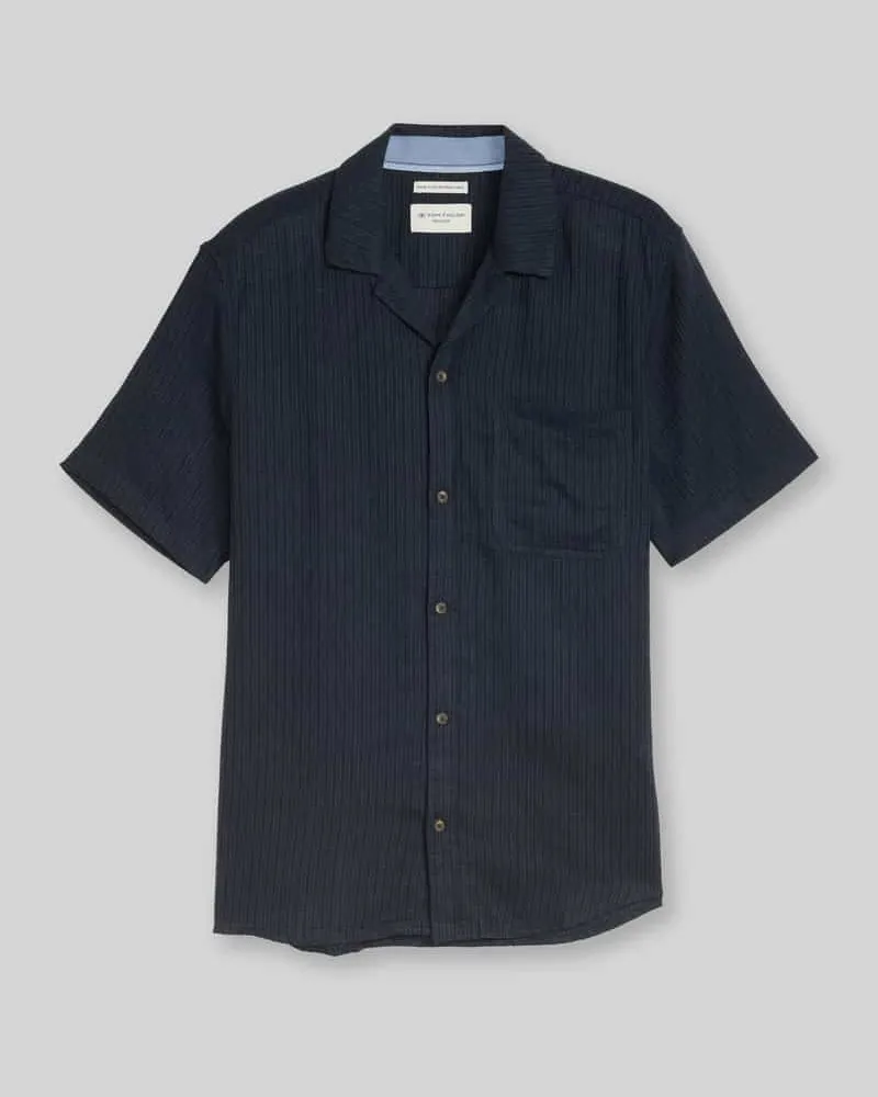 Tom Tailor Regular Fit Freizeithemd aus Leinen-Baumwolle-Mix Marine