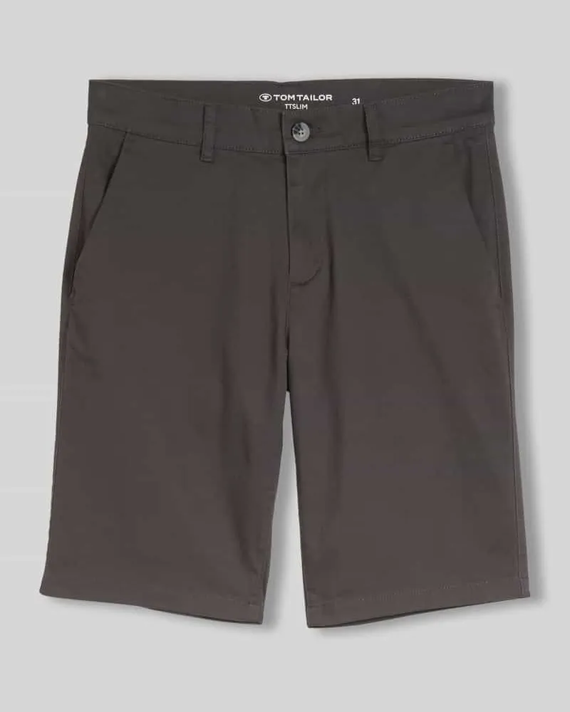 Tom Tailor Regular Fit Bermuda aus reiner Baumwolle Dunkelgrau