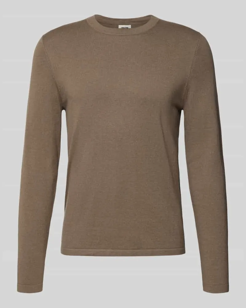 Drykorn Strickpullover mit gerippten Abschlüssen Modell 'Irmino Schlamm