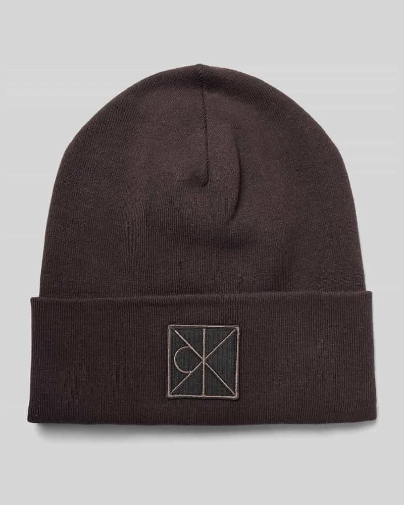 Calvin Klein Mütze aus Viskose-Mix mit Logo-Patch Modell 'Bea Black