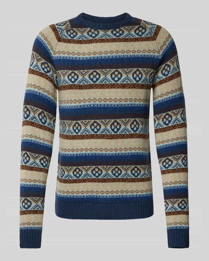 Blend Strickpullover mit gerippten Abschlüssen Marine