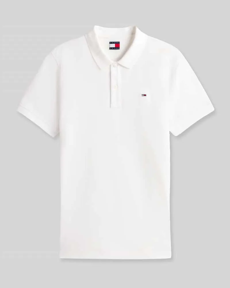 Tommy Hilfiger Regular Fit Poloshirt Modell 'TJM SLIM PLACKET POLO EXT Offwhite