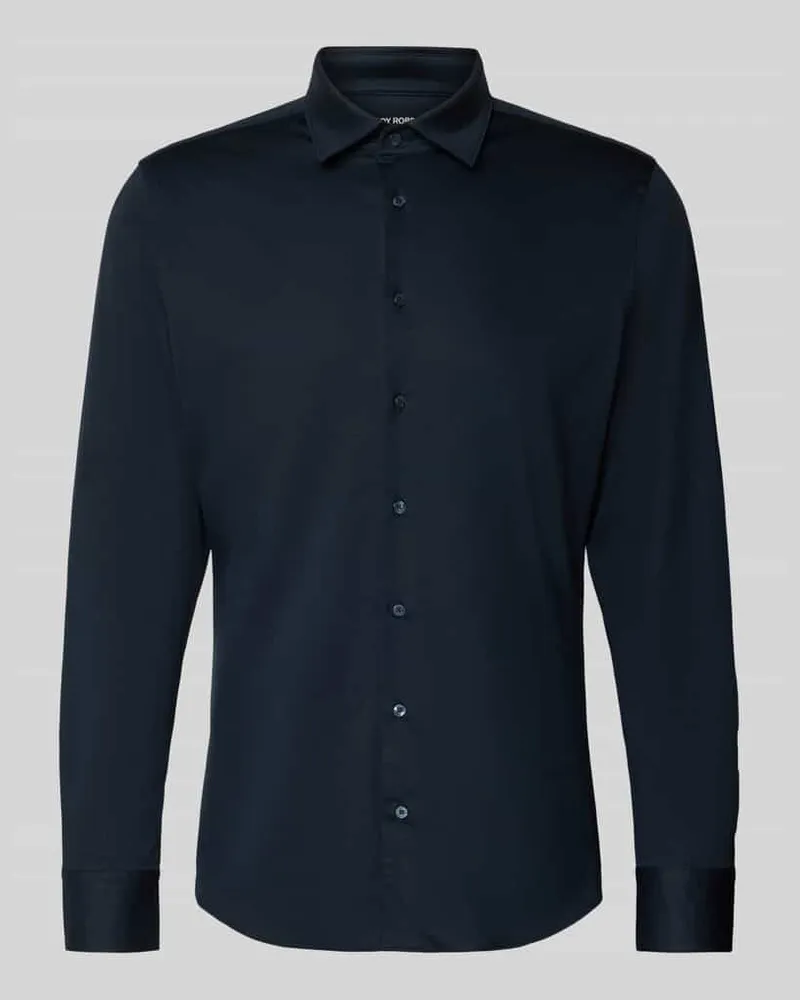 Roy Robson Slim Fit Business-Hemd mit Kentkragen Marine