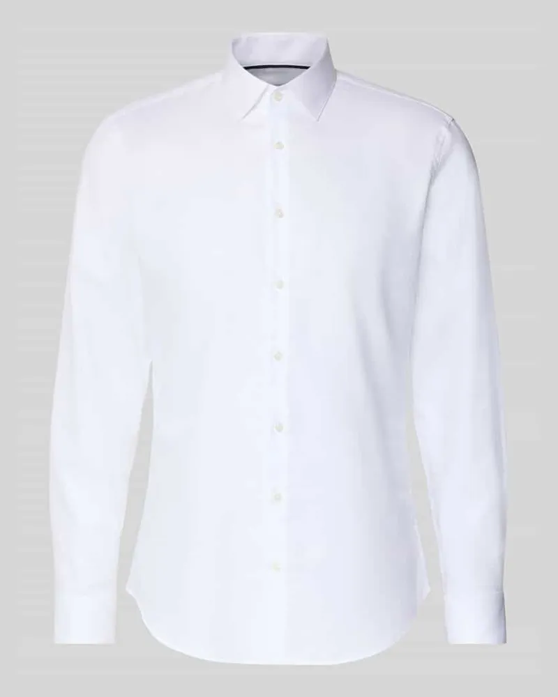 JAKE*S Slim Fit Business-Hemd mit Kentkragen Weiss