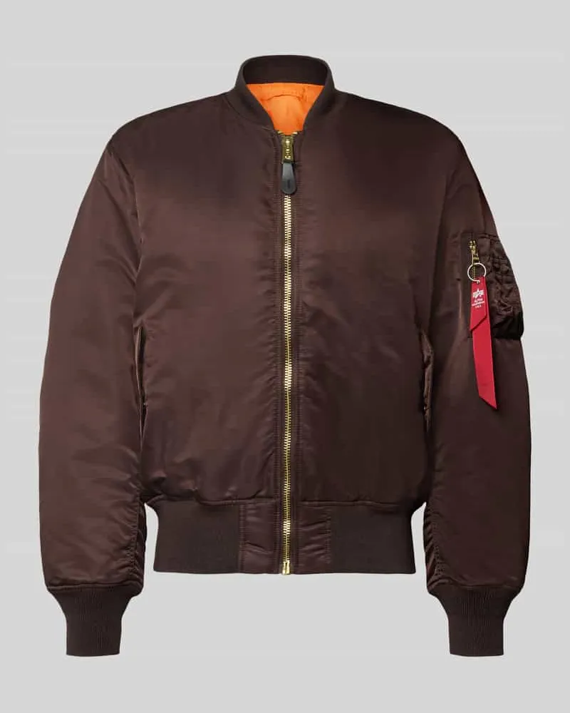 Alpha Industries Regular Fit Bomberjacke mit Stehkragen Modell 'Heritage Mittelbraun