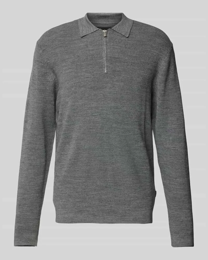 Jack & Jones Strickpullover mit Polokragen Mittelgrau